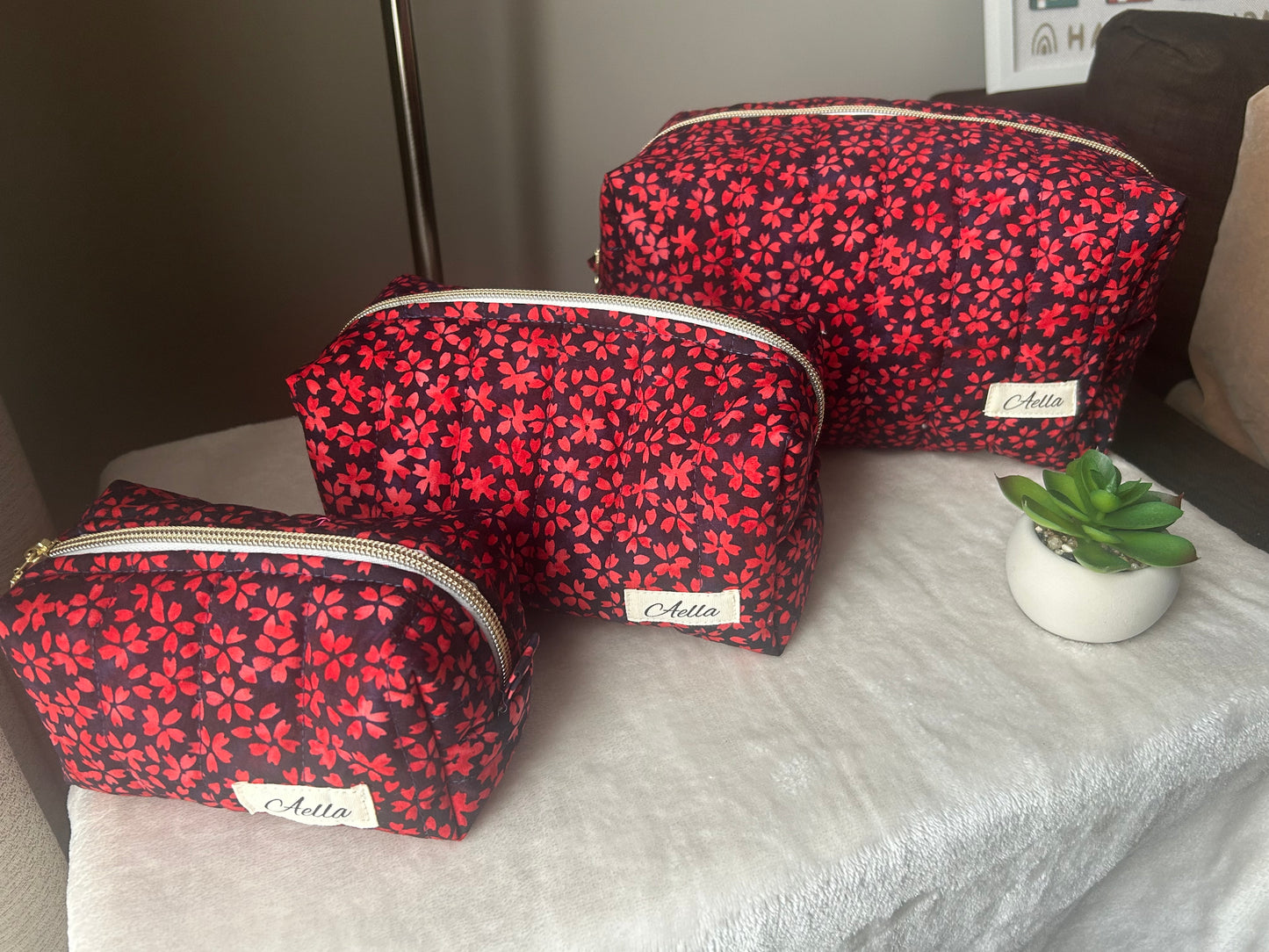 Red Daisy Makeup Bag