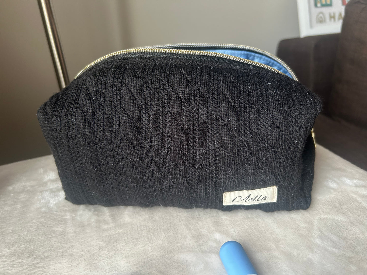 Black Knit Makeup Bag
