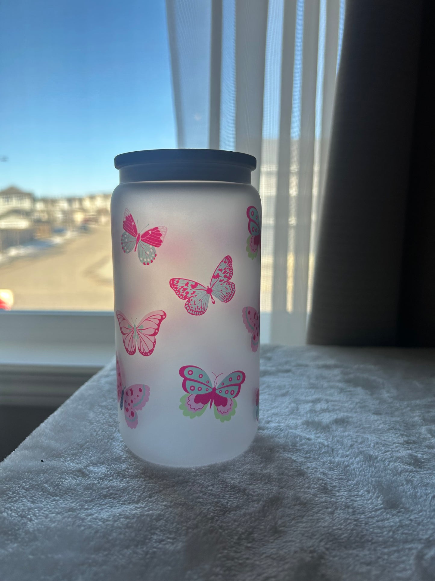16 oz Frosted Glass Cup