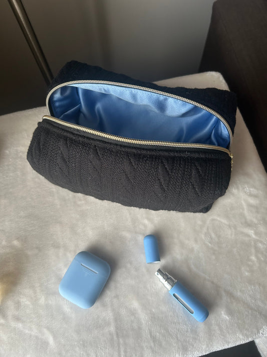 Black Knit Makeup Bag