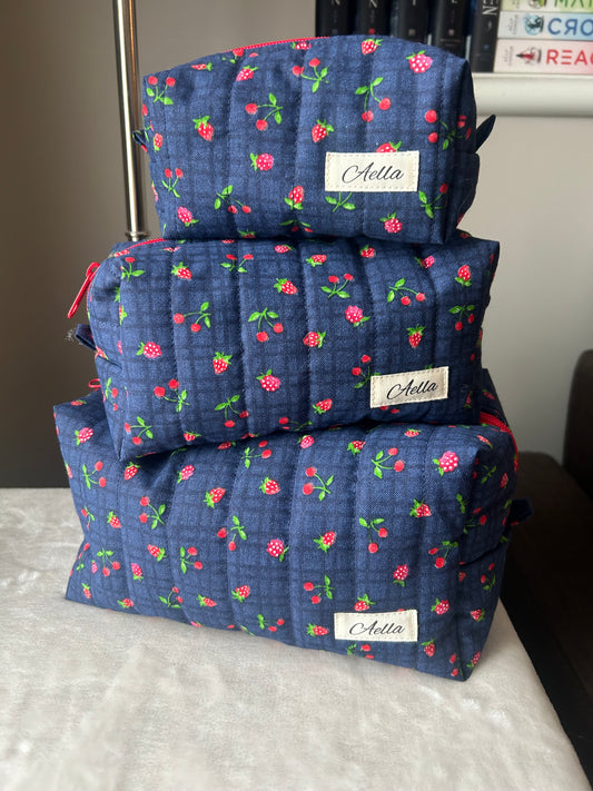 Strawberries and Cherries Makeup Bag