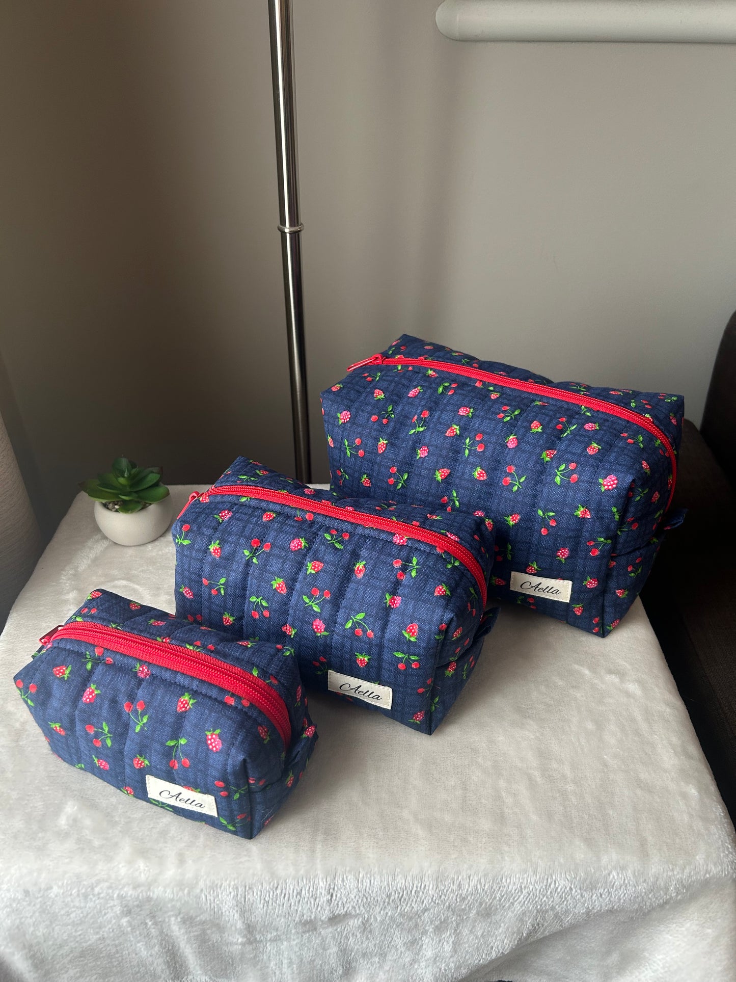 Strawberries and Cherries Makeup Bag