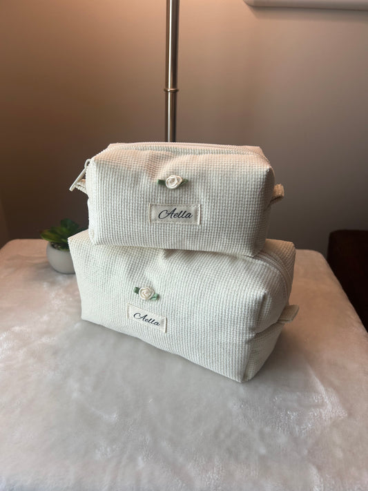 Off-White Corduroy Makeup Bag