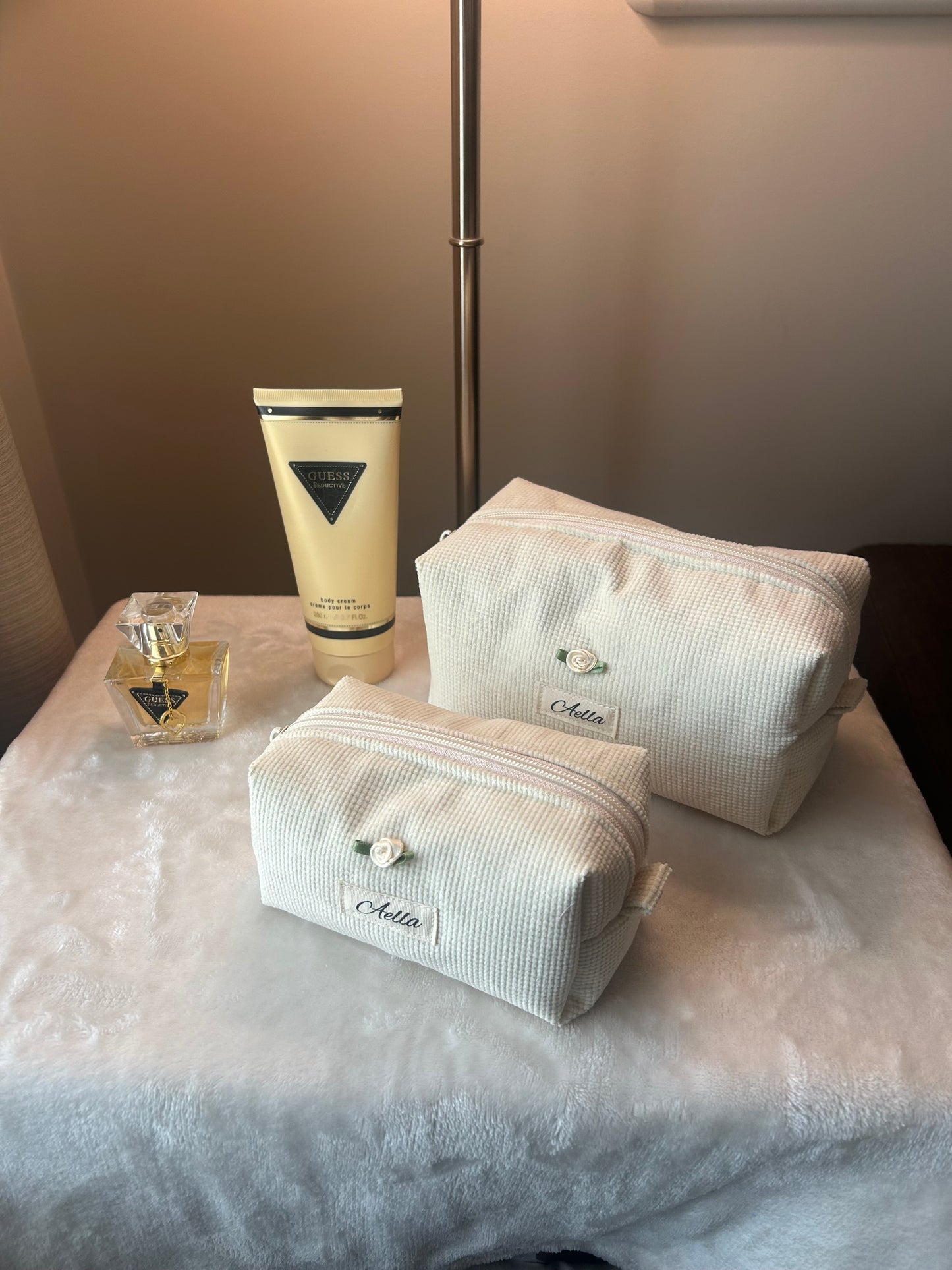 Off-White Corduroy Makeup Bag