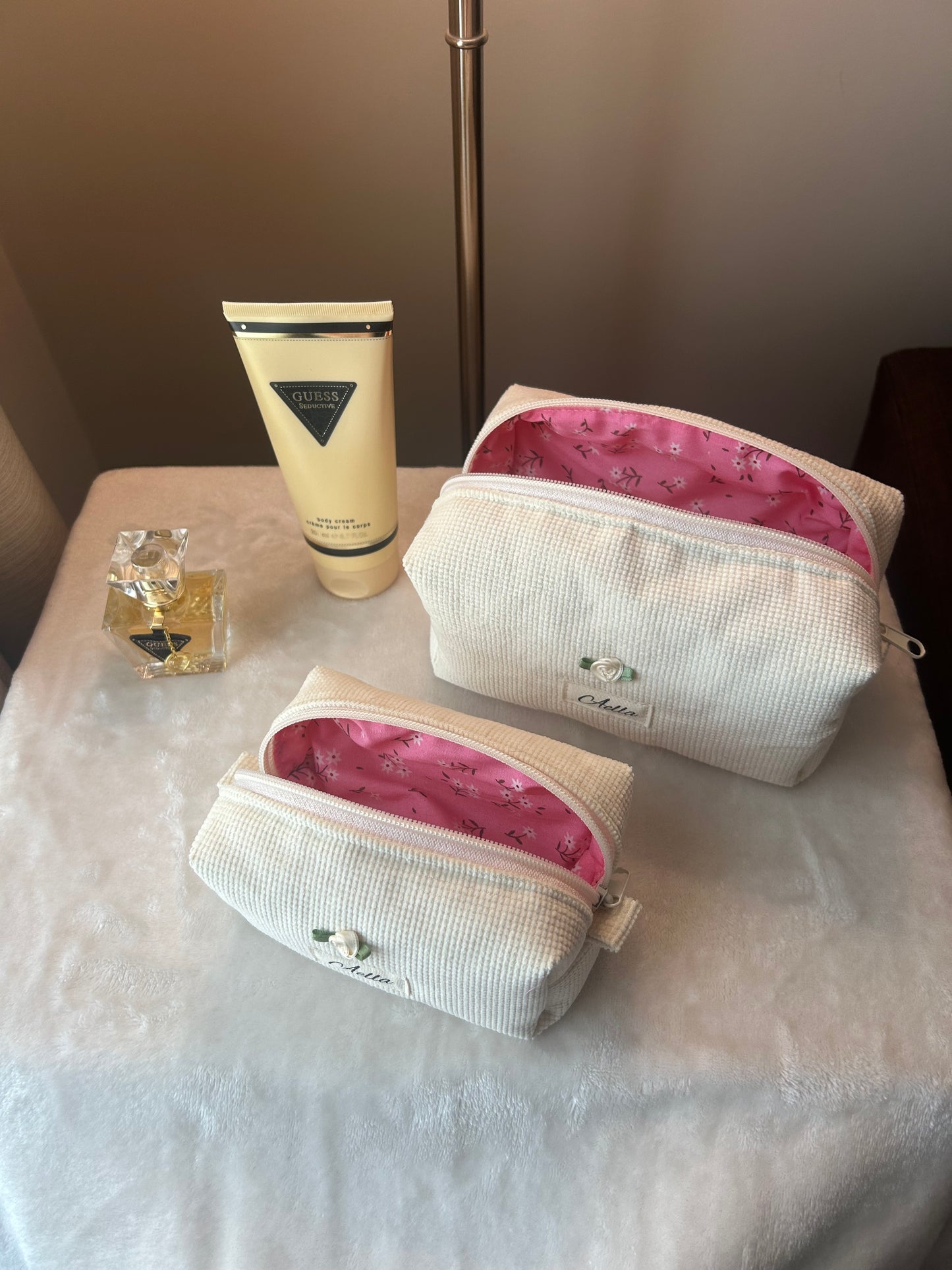 Off-White Corduroy Makeup Bag