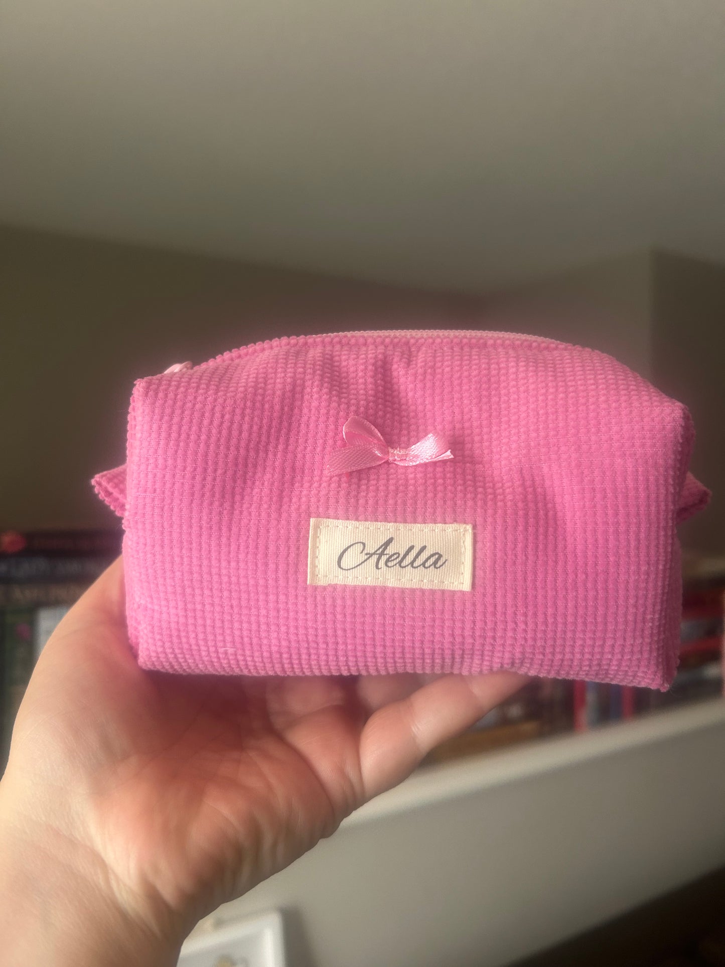 Pink Corduroy Makeup Bag