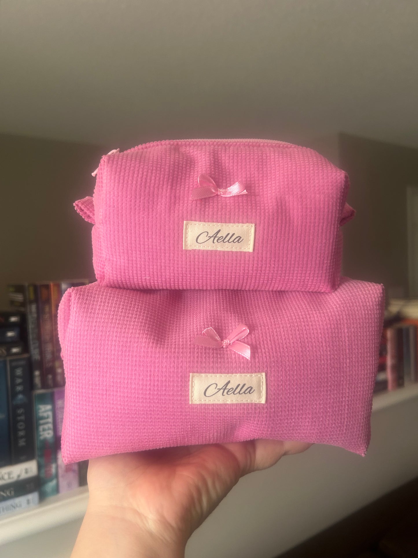 Pink Corduroy Makeup Bag
