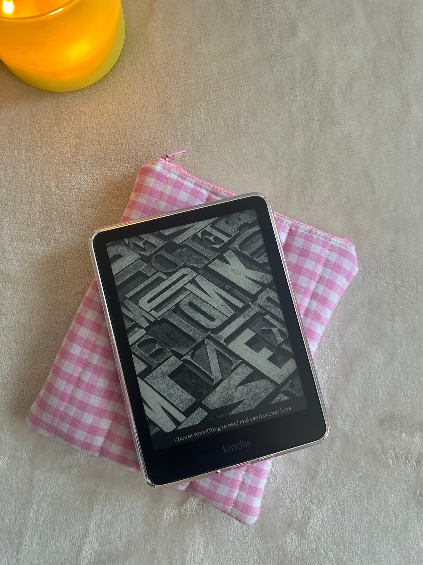 Pink gingham Kindle Sleeve