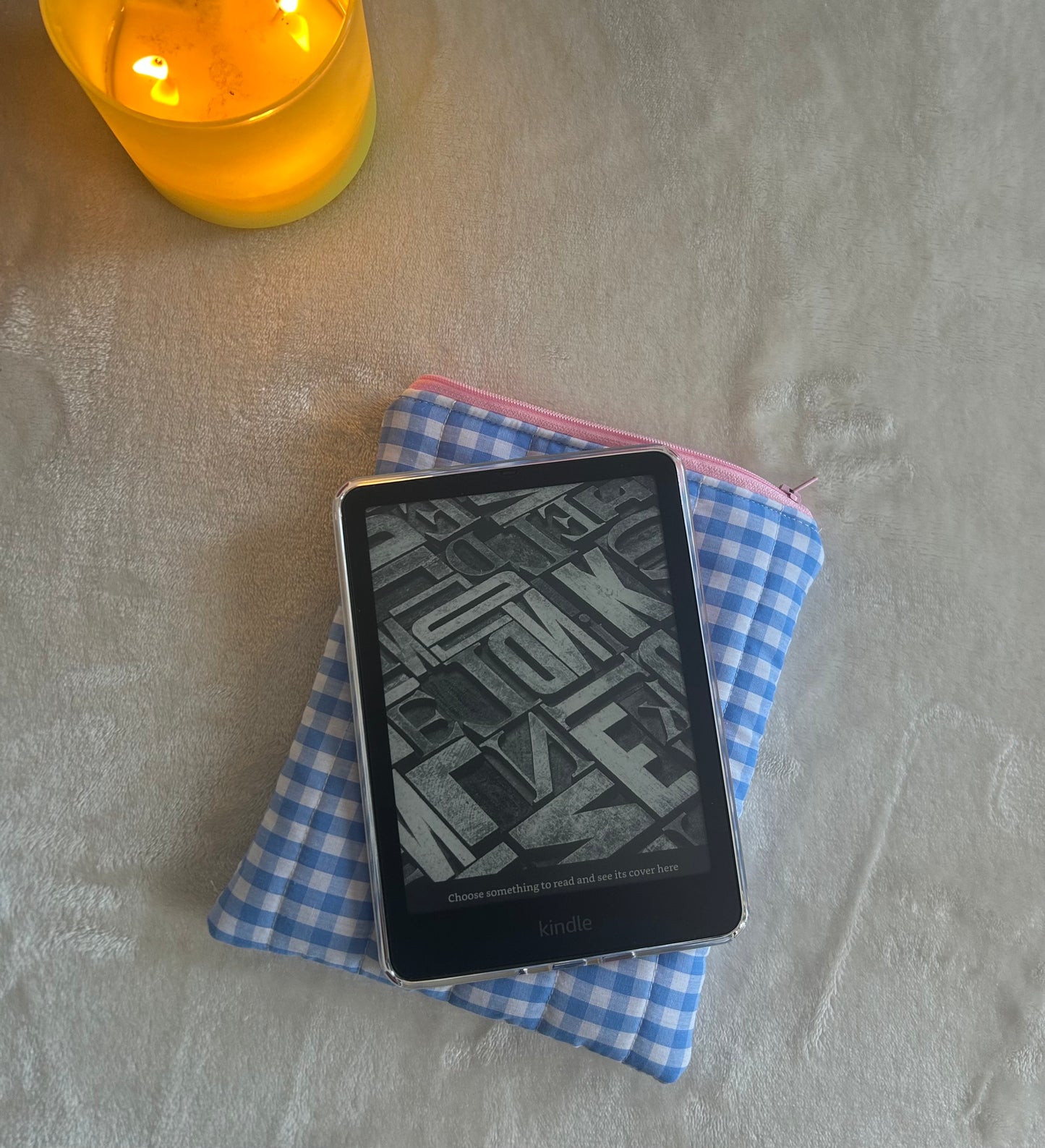 Blue gingham Kindle Sleeve