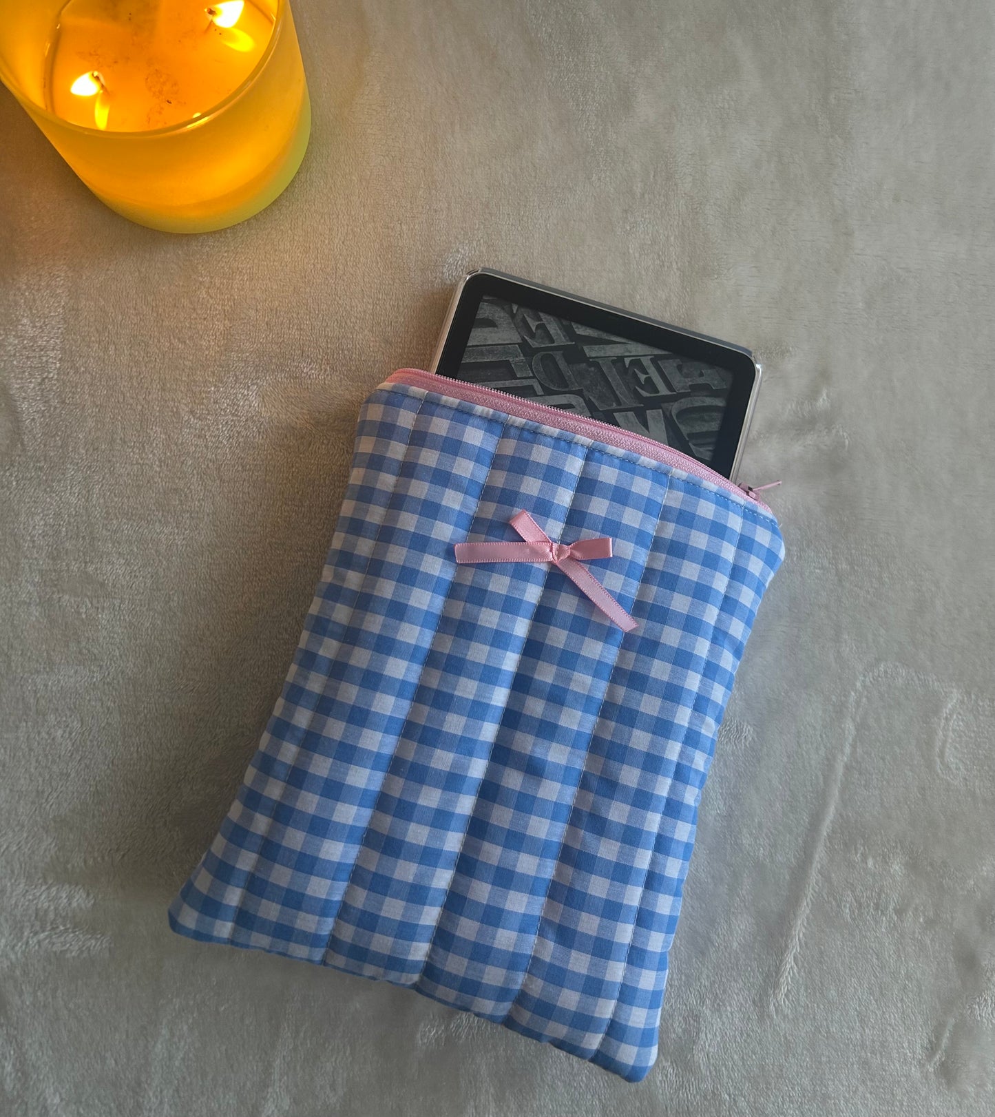 Blue gingham Kindle Sleeve