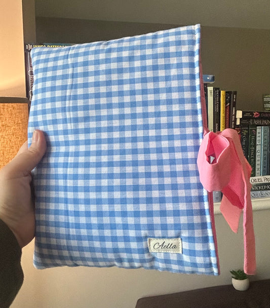 Blue Gingham Book Sleeve